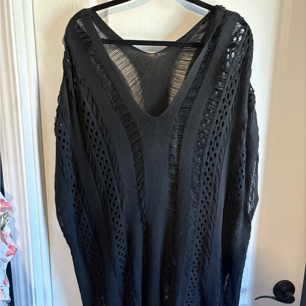 SHEIN Black Knit Swim Coverup